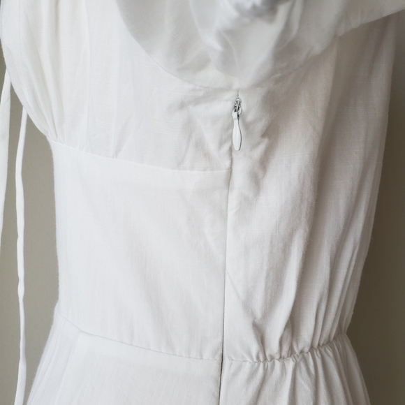 Square Neck Puff Sleeve Tie Bust Midi Maxi Dress - Picture 12 of 16